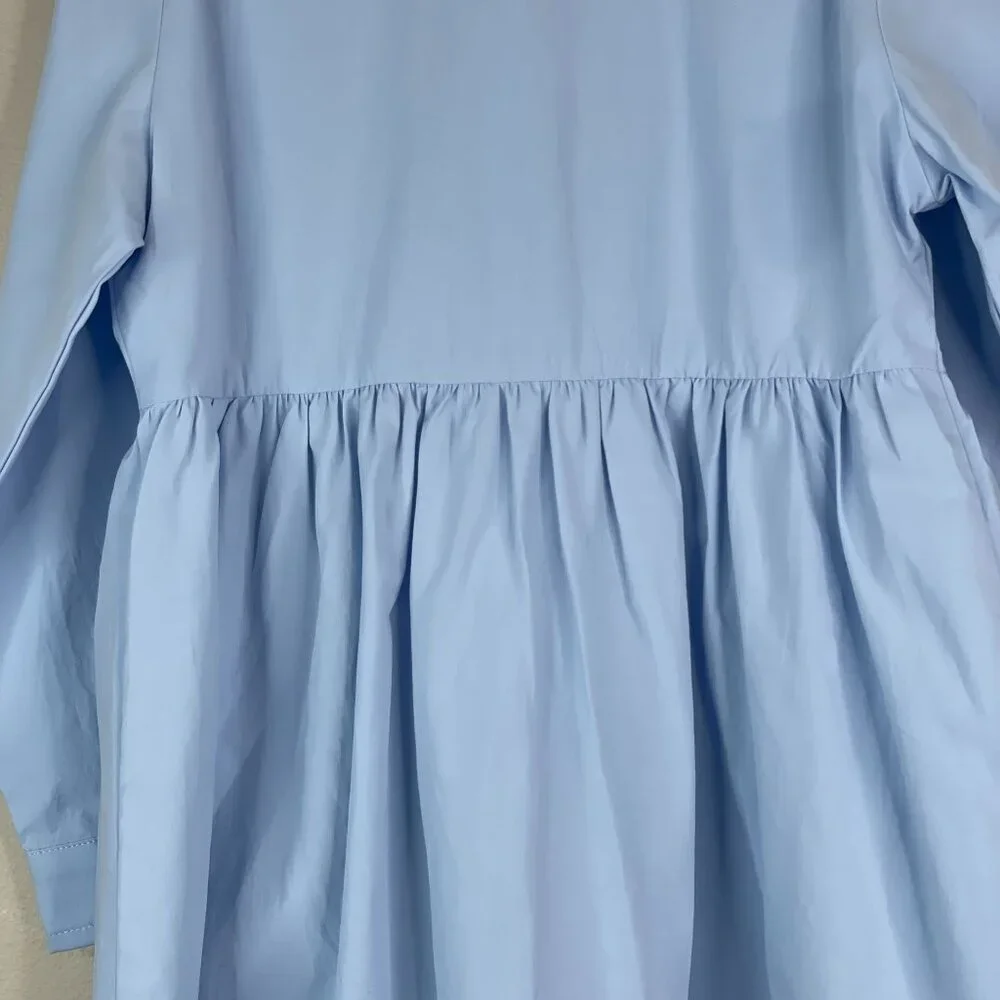 Boutique Button Up Dress Girls 6 Baby Blue Long Sleeve Preppy Layering Old Money
